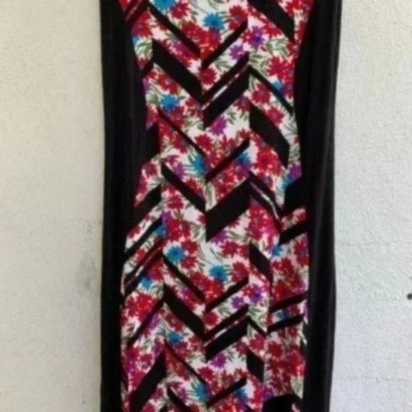 Eclipse black sides and printed insert maxi dress M - Picture 11 of 11